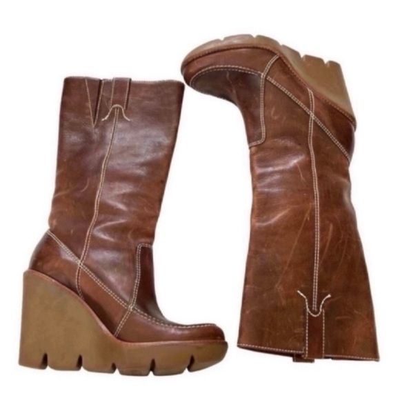Michael Kors Brown Wedge Boots - Picture 1 of 16